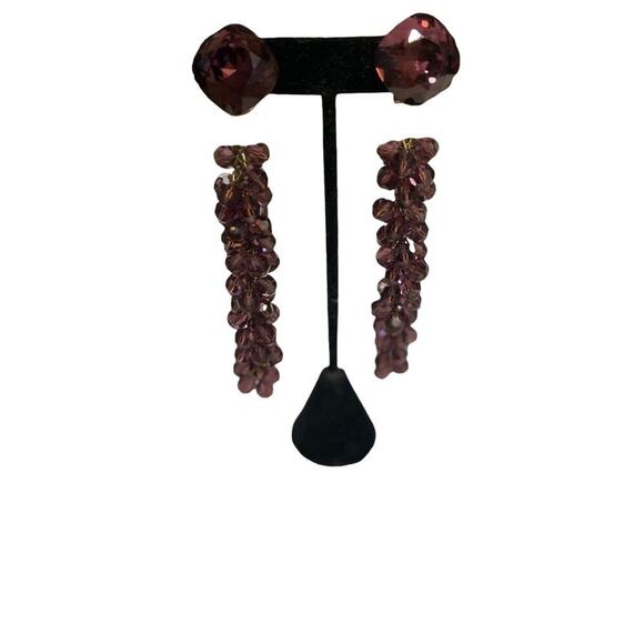 Earrings - amethyst, colored crystal beads. Great movement all individual - Picture 1 of 2